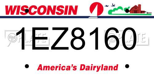 1EZ8160 Wisconsin License Plate
