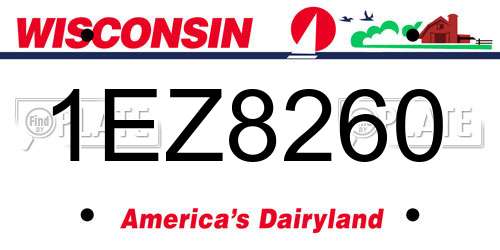 1EZ8260 Wisconsin License Plate