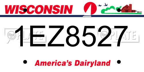 1EZ8527 Wisconsin License Plate