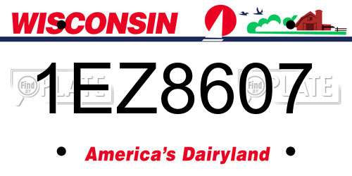 1EZ8607 Wisconsin License Plate