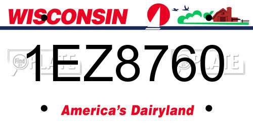 1EZ8760 Wisconsin License Plate