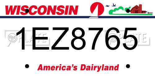 1EZ8765 Wisconsin License Plate