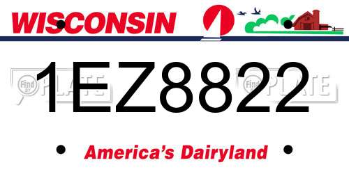 1EZ8822 Wisconsin License Plate