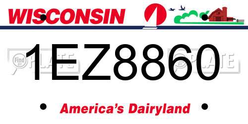 1EZ8860 Wisconsin License Plate