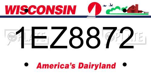 1EZ8872 Wisconsin License Plate