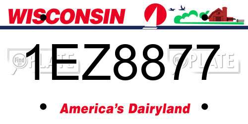 1EZ8877 Wisconsin License Plate