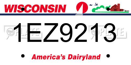 1EZ9213 Wisconsin License Plate