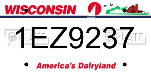 1EZ9237 Wisconsin License Plate