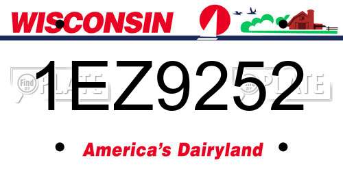 1EZ9252 Wisconsin License Plate