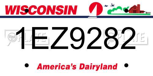 1EZ9282 Wisconsin License Plate
