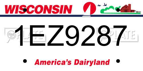 1EZ9287 Wisconsin License Plate