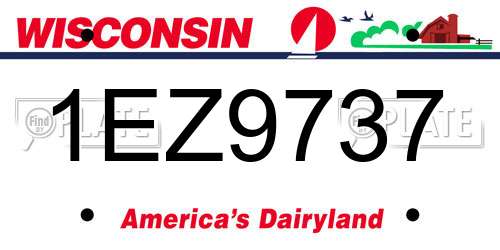 1EZ9737 Wisconsin License Plate