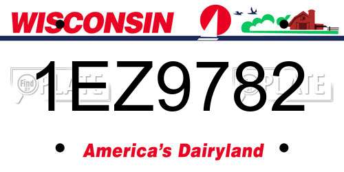 1EZ9782 Wisconsin License Plate