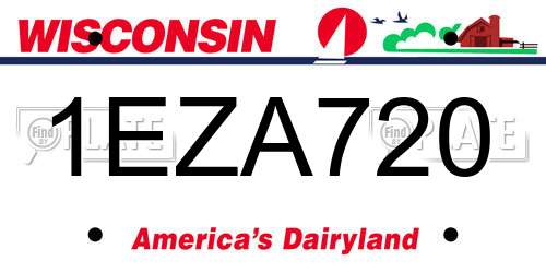 1EZA720 Wisconsin License Plate