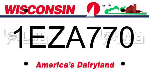 1EZA770 Wisconsin License Plate