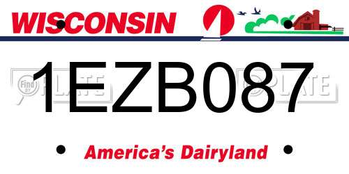 1EZB087 Wisconsin License Plate