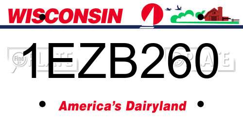 1EZB260 Wisconsin License Plate