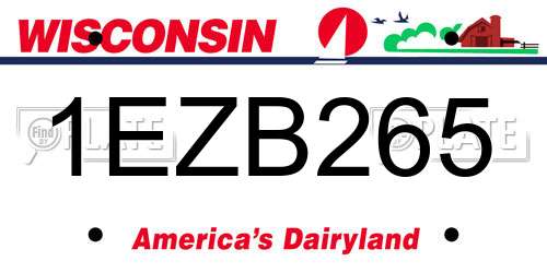 1EZB265 Wisconsin License Plate