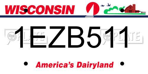 1EZB511 Wisconsin License Plate