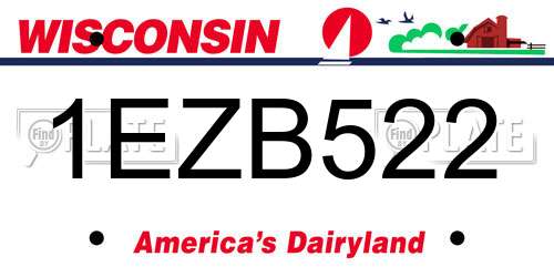 1EZB522 Wisconsin License Plate