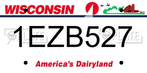 1EZB527 Wisconsin License Plate