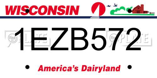 1EZB572 Wisconsin License Plate