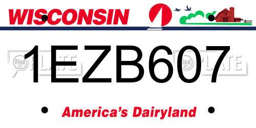1EZB607 Wisconsin License Plate