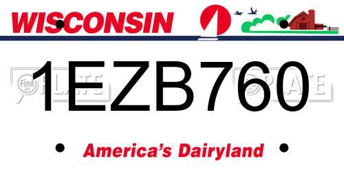 1EZB760 Wisconsin License Plate