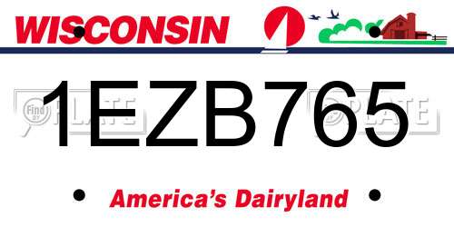 1EZB765 Wisconsin License Plate