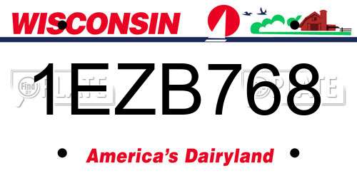 1EZB768 Wisconsin License Plate