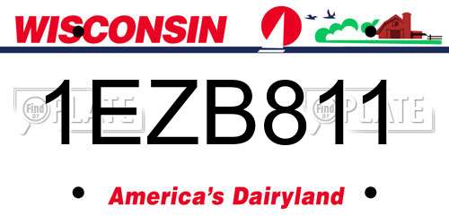 1EZB811 Wisconsin License Plate