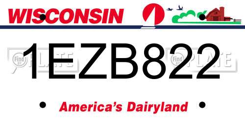 1EZB822 Wisconsin License Plate