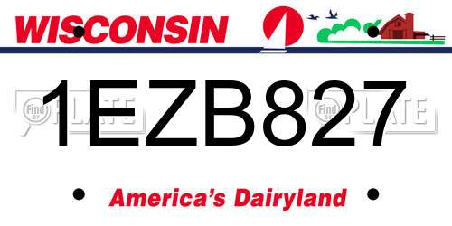 1EZB827 Wisconsin License Plate