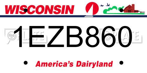 1EZB860 Wisconsin License Plate
