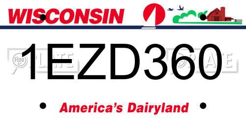 1EZD360 Wisconsin License Plate