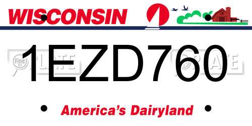 1EZD760 Wisconsin License Plate