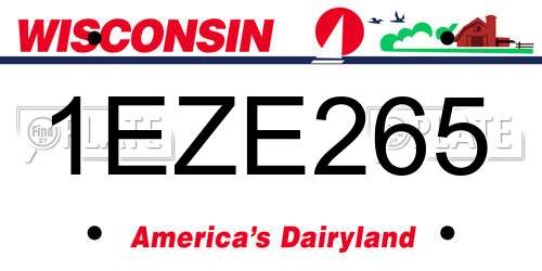 1EZE265 Wisconsin License Plate