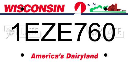 1EZE760 Wisconsin License Plate