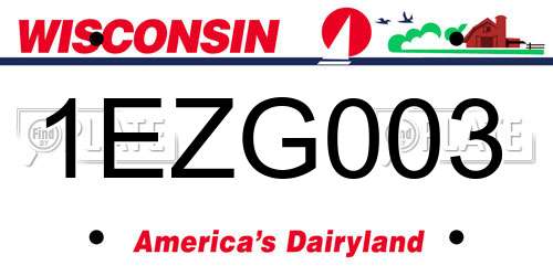 1EZG003 Wisconsin License Plate