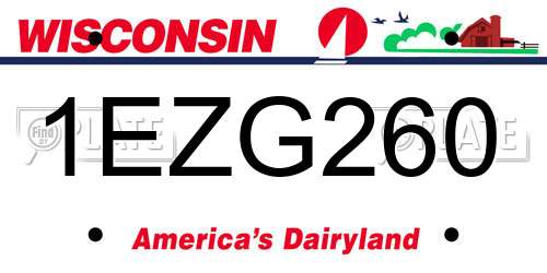 1EZG260 Wisconsin License Plate