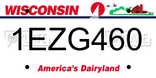 1EZG460 Wisconsin License Plate