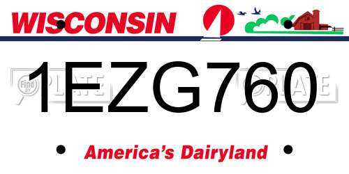1EZG760 Wisconsin License Plate