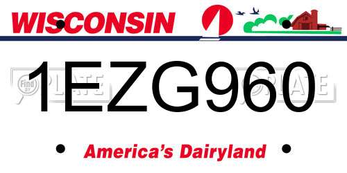 1EZG960 Wisconsin License Plate