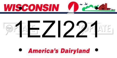 1EZI221 Wisconsin License Plate