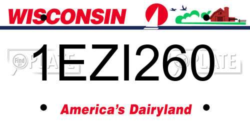 1EZI260 Wisconsin License Plate