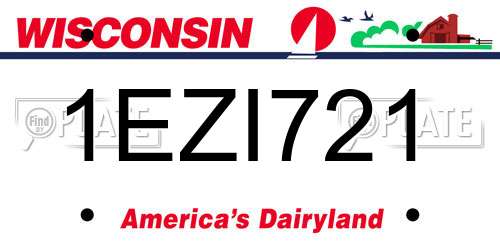 1EZI721 Wisconsin License Plate