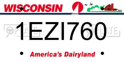 1EZI760 Wisconsin License Plate
