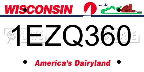 1EZQ360 Wisconsin License Plate