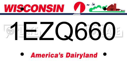 1EZQ660 Wisconsin License Plate