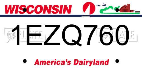 1EZQ760 Wisconsin License Plate